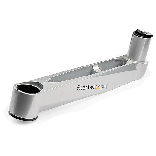StarTech.com Desk Mount Quad Monitor Arm Premium Articulating VESA 4 Monitor Mount 2x2 up to 27 Ergonomic Height Adjustable Pole Mount - Tilt/Swivel/Rotate - C-Clamp/Grommet - Silver (ARMQUADPS) Desk & Grommet Clamp Silver