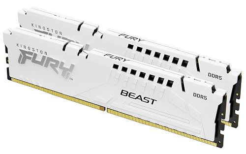 Kingston Fury Beast White 64GB 6000MT/s DDR5 CL30 DIMM (Kit of 2) Desktop Gaming Memory - KF560C30BWEK2-64