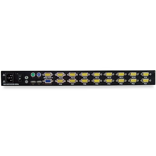 StarTech.com 16 Port Rackmount VGA KVM Console with Keyboard - 1U - 17 Inch LCD Monitor Display - 1280x1024 - Cables & Mounting Hardware Included (RKCONS1716K)