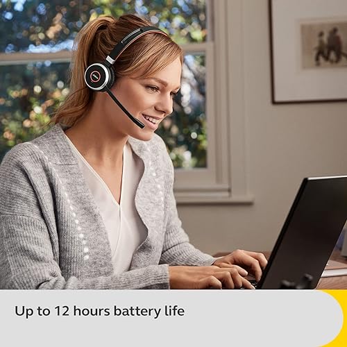 Jabra Evolve 65 SE Link380a UC Mono Stand- Bluetooth Headset with Noise-Cancelling Microphone, Long-Lasting Battery and Dual Connectivity - Works with All Other Platforms - Black UC Mono with Stand