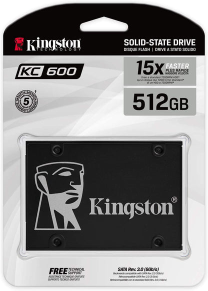 Kingston KC600 512GB 2.5 Inch SATA3 Solid State Drive (3D TLC), Model: SKC600/512G
