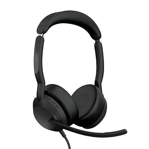 Jabra Evolve2 50 Wired Stereo Headset AirComfort Technology, Noise-Cancelling Mics & Active Noise Cancellation - MS Teams Certified, Works with All Other Platforms - Black
