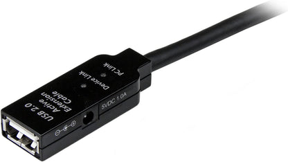 StarTech.com 15m USB 2.0 Active Extension Cable - M/F - 15 meter USB 2.0 Repeater Cable Cord - USB A Male to USB A Female - 15 m, Black (USB2AAEXT15M) 49.2 ft USB 2.0 Cable