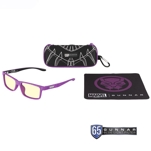 Gunnar optiks GUNNAR - Black Panther Edition Gaming and Computer Glasses for Kids (age 12+) - Blocks 65% Blue Light - Cruz, Amber Tint