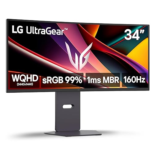 LG Ultragear 34G600A-B 34” WQHD Curved Gaming Monitor - 3440x1440, 160Hz, 1ms MBR, HDR10, FreeSync Premium, 99% sRGB, HDMI/DisplayPort
