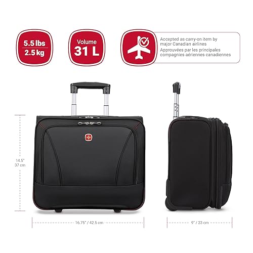 SWISSGEAR SWA0970 International Carry-On Wheeled Business Case - Holds Up to 15.6-Inch Laptop, , Black