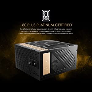 Msi MEG Ai1300P PCIE 5 &amp; ATX 3.0 Gaming Power Supply - Full Modular - 80 Plus Platinum Certified 1000W - 100% Japanese 105°C Capacitors - Compact Size - ATX PSU