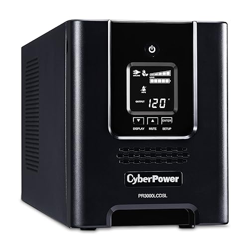 CyberPower PR3000LCDSL Smart App Sinewave UPS System, 3000VA/2700W, 7 Outlets, AVR, Mini-Tower