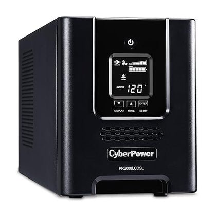 CyberPower PR3000LCDSL Smart App Sinewave UPS System, 3000VA/2700W, 7 Outlets, AVR, Mini-Tower