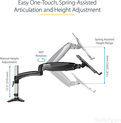 StarTech.com Desk Mount Laptop Arm - Full Motion Articulating Arm for Laptop or Single 34" Monitor - VESA Mount Laptop Tray Bracket - Ergonomic Adjustable Notebook Stand - Desk-Clamp (ARMUNONB1) Black Full-Motion Arm - Monitor/Laptop