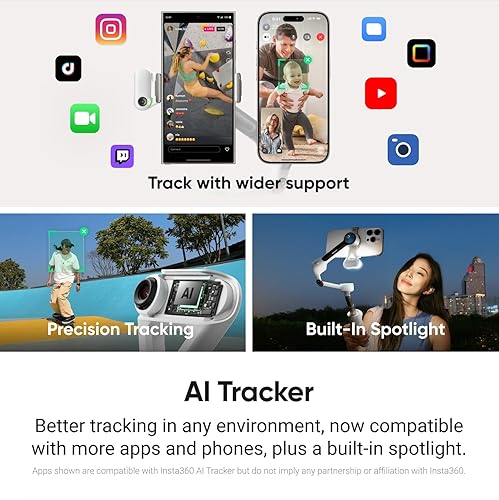 Insta360 Flow 2 Plus AI Tracker Bundle Grey - Foldable Phone Gimbal, AI Tracking with Any App, Multi-Person Tracking, Built-in Tripod/Selfie Stick, Remote Control, Smartphone Stabilizer, Travel Stone Gray