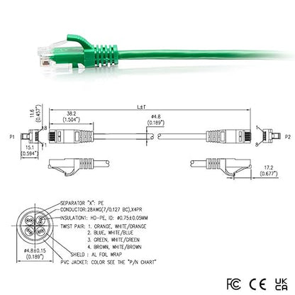 C2G Cat6a Snagless Unshielded (UTP) Slim Ethernet Network Patch Cable (10', Green)