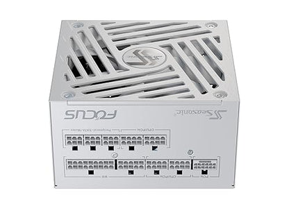 Seasonic Focus GX-1000 White ATX3, 1000W 80+ Gold Full-Modular, Fan Control in Fanless, Silent, Cooling Mode, 10 Year Warranty, Power Supply for Gaming and Various Application, SRP-FGX102-A5A32SF.
