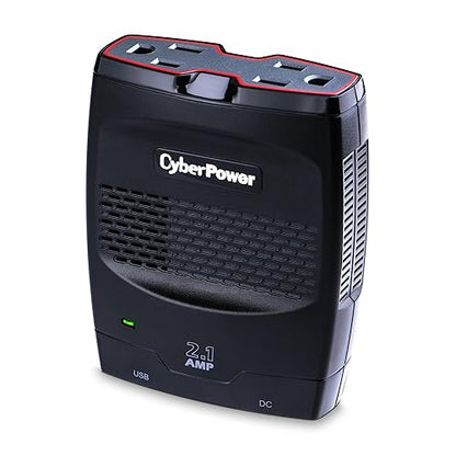 CyberPower CPS175SURC1 175W Mobile Power Inverter with 2.1A USB Charger - Slim Line Design, Black/Gray
