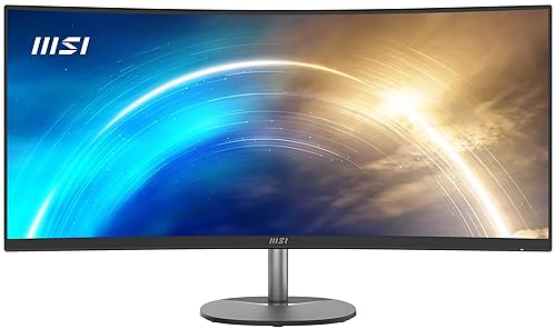MSI Pro MP341CQ, 34" Monitor, 3440 x 1440(UWQHD) VA, 100Hz, TUV Certified Eyesight Protection, 4ms, Displayport, HDMI, Tilt, Black