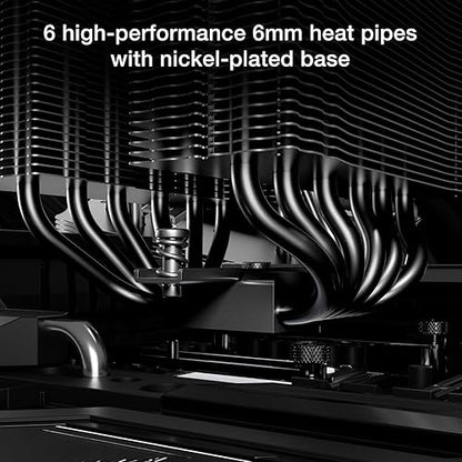 BK042: be quiet! Pure Rock Pro 3 Black CPU Air Cooler | 6 High Performance 6mm Heat Pipes with HDT Technology | 120mm Quiet PWM Fan | AMD:AM4 AM5/Intel LGA 1700/1150/1151/1200 | Black | BK042