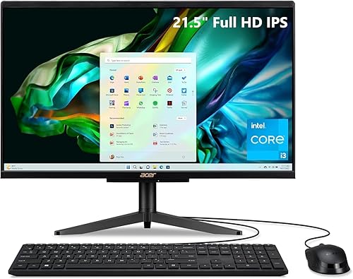Acer Aspire C22-1610-UA91 AIO Desktop | 21.5" Full HD 1920 x 1080 IPS Display | Intel Core i3-N305 | Intel UHD Graphics | 8GB DDR5 | 512GB PCIe Gen 4 SSD | Intel Wi-Fi 6 | Windows 11 Home