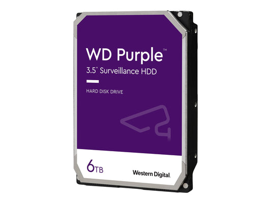 Western Digital Purple WD63PURZ 6 TB Hard Drive - 3.5 Internal - SATA (SATA/600) - Conventional Magnetic Recording (CMR) Method