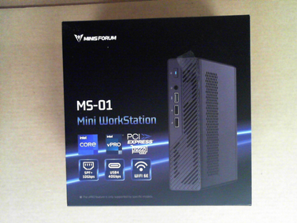 OPEN BOX - MINISFORUM MS-01 Mini Workstation Core i9-13900H 32GB RAM 1TB SSD Mini PC  HDMI+2X USB4 8K Display  2x10G SFP+ Port  2x2.5G LAN Port  Support M.2 2280/22110/U.2 SSD/RTX 3050 Graphics Cards