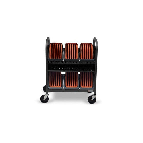 Bretford CUBE Transport Cart with Caddies - TVCT30CAD - 4 Casters - 5" Caster Size - Charcoal - For 30 Devices