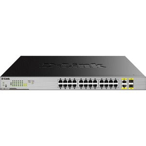 D-Link 26 Port Gigabit Max PoE Switch - 26 Ports - Gigabit Ethernet - 1000Base-T, 1000Base-X, 1000Base-SX, 1000Base-LX - 2 Layer Supported - Modular - 2 SFP Slots - Optical Fiber, Twisted Pair - 1U High - Desktop, Rack-mountable