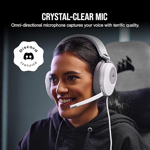Corsair HS65 Surround Gaming Headset (Leatherette Memory Foam Ear Pads, Dolby Audio 7.1 Surround Sound on PC and Mac, SonarWorks SoundID Technology, Multi-Platform Compatibility) White White HS65 Surround