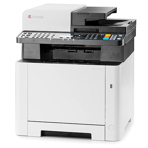 Kyocera ECOSYS MA2100cwfx, 22ppm Copy/Scan/Print/Fax Color Laser MFP. Standard 1200dpi, ADF, 5 Line LCD & Hard Key Control Panel, Duplex, Wireless & Wi-Fi Direct, USB, Gigabit Ethernet, 512MB Memory