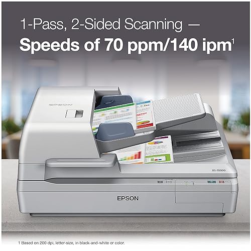 Epson Canada Inc Workforce DS-70000 Hi-Speed Large-Format Duplex Colour Document and Image Scanner 200 Pg Auto Document Feeder-ADF (B11B204321)