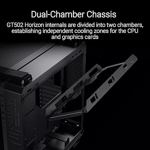 ASUS TUF Gaming GT502 Horizon ATX Mid-Tower Gaming Case (Boundless Panoramic Design, Dual-Chamber, Independent CPU and GPU Cooling Zones, Tool-Free Side Panels, USB 10 Gbps Type-C Front Panel)
