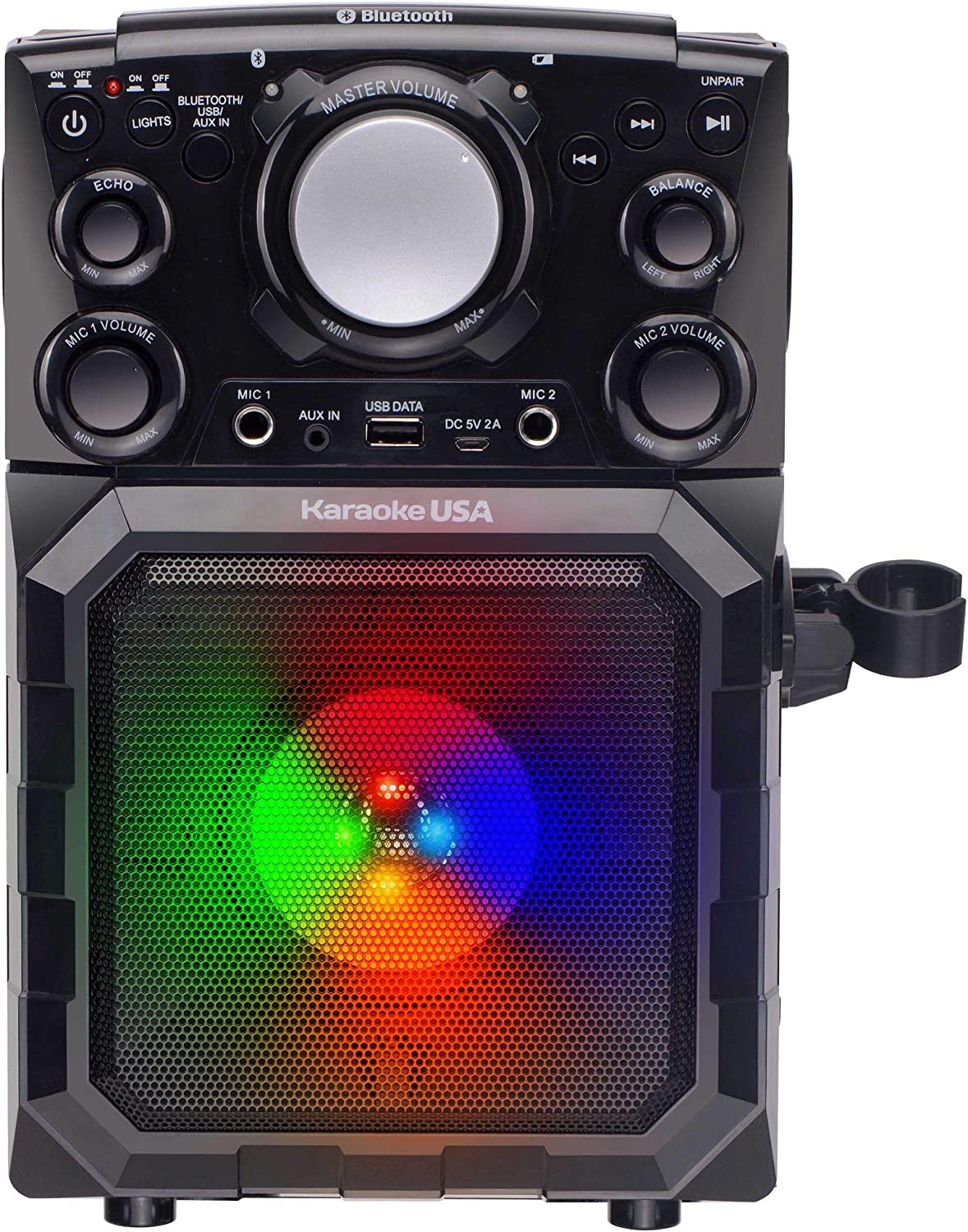 Karaoke USA Portable MP3 Karaoke Player with Bluetooth, PA, and Built-In Battery (GQ410) , Black
