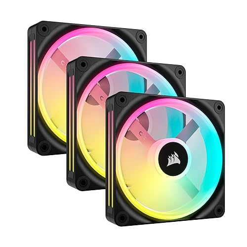 Corsair iCUE LINK QX120 RGB 120mm Magnetic Dome RGB Fans - Triple Fan Starter Kit with iCUE LINK System Hub - Black Triple (120mm) Black