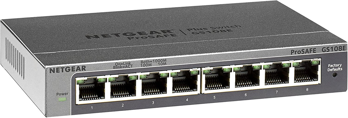 NETGEAR 8-Port Gigabit Ethernet Plus Switch (GS108Ev3) - Desktop, and ProSAFE Limited Lifetime Protection Plus 8 port
