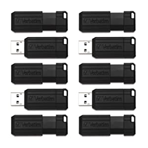 Verbatim 64GB PinStripe Retractable USB 2.0 Flash Thumb Drive with Microban Antimicrobial Product Protection – Business 10pk – Black 64GB 10PK