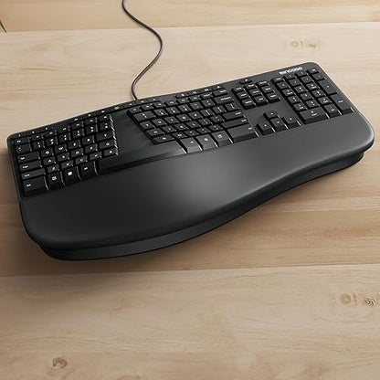 Incase Ergonomic Keyboard – Designed by Microsoft – Refined Ergonomic Design, Built-in Shortcuts Keys, Layered Palm Rest for Elevated Wrist Support, Integrated Number Pad – Black