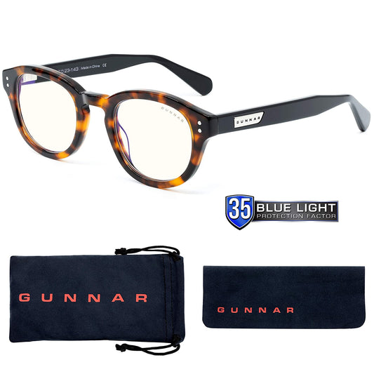 Gunnar optiks GUNNAR - Gaming and Computer Glasses - Blocks 35% Blue Light - Emery, Tortoise/Onyx, Clear Tint