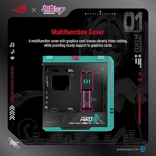 ASUS ROG Strix Helios II Hatsune Miku Edition Gaming pc case, with Dual Tempered Glass Side Panels, Support for Graphics Cards up to 450mm Long, Graphics Card Braces