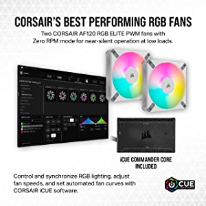 Corsair iCUE H100i Elite CAPELLIX XT Liquid CPU Cooler - Two AF120 RGB Elite Fans - 240mm Radiator - Intel® LGA 1700, 1200, 115X, 2066, AMD® AM5, AM4 - Included iCUE Commander CORE - White ELITE CAPELLIX XT 240mm Radiator White