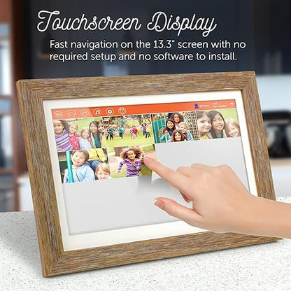 Aluratek 13.3" WiFi Distressed Wood Digital Photo Frame with 16GB Built-in Memory 1280 X 800, 16:9 (ASHDPF13F)