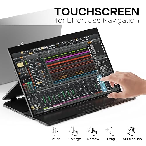 Portable Monitor - Mobile Pixels 15.6" Duex Float Portable Stacked Monitor, FHD IPS Touchscreen (Built-in Kickstand), USB C/HDMI Laptop Screen Extender, Compatible with Windows/MacOS/ChromeOS/Switch