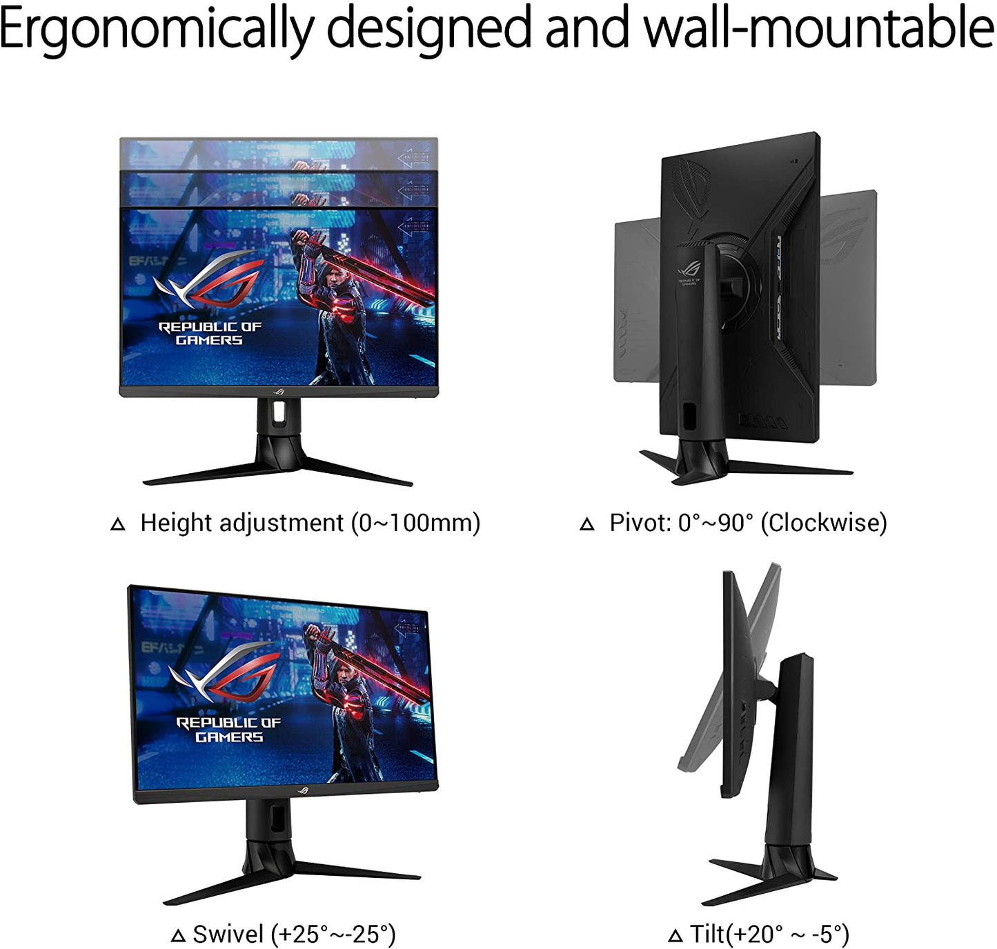 ASUS ROG Strix 23.8” 1080P HDR Gaming Monitor (XG249CM) - Full HD, IPS, 270Hz, 1ms, Extreme Low Motion Blur Sync, FreeSync Premium, 105% sRGB, Eye Care, USB-C, DisplayPort, HDMI, Height Adjustable