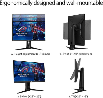 ASUS ROG Strix 23.8” 1080P HDR Gaming Monitor (XG249CM) - Full HD, IPS, 270Hz, 1ms, Extreme Low Motion Blur Sync, FreeSync Premium, 105% sRGB, Eye Care, USB-C, DisplayPort, HDMI, Height Adjustable