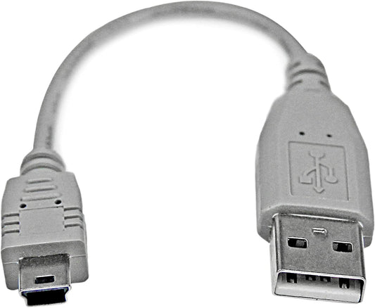 StarTech.com 6 in. USB to Mini USB Cable - USB 2.0 A to Mini B - Gray - Mini USB Cable (USB2HABM6IN) 6in / 15cm Straight