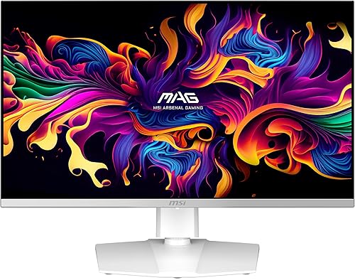 MSI MAG 272QPW QD-OLED X28 27-inch 2560 x 1440 (QHD) Gaming Monitor, 280Hz, Adaptive-Synch, HDR Ready, HDMI, VGA Port,VESA Mountable, Tilt, 4-Side Slim Bezel, 0.03ms, White