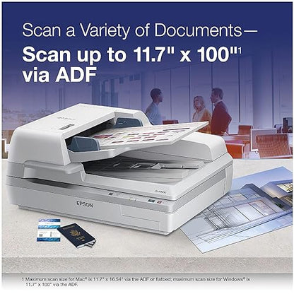 Epson Canada Inc Epson Workforce DS-60000 Large Format Sheet-Fed Colour Document Scanner with 200 Page Auto Document Feeder (ADF) and Duplex (B11B204221)