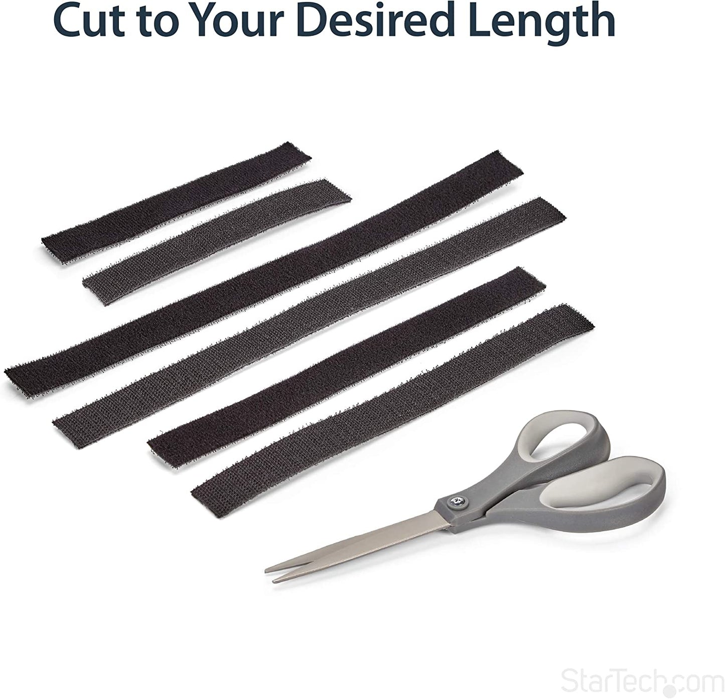 StarTech.com 100ft. Hook and Loop Roll - Cut-to-Size Reusable Cable Ties - Bulk Industrial Wire Fastener Tape - Adjustable Fabric Wraps - Black (HKLP100) 100 ft Black