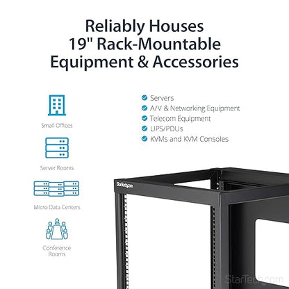 StarTech.com 12U 22-Inch Hinged Open Frame Rack Cabinet Wallmount Server Rack Components, Black (RK1219WALLOH)