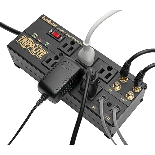 Tripp Lite ISOBAR6DBS 6-Outlet Isobar Premium Protector/Suppressor, 2850 Joules, Tel/Coax 6-Outlet with Tel/Coax/Modem