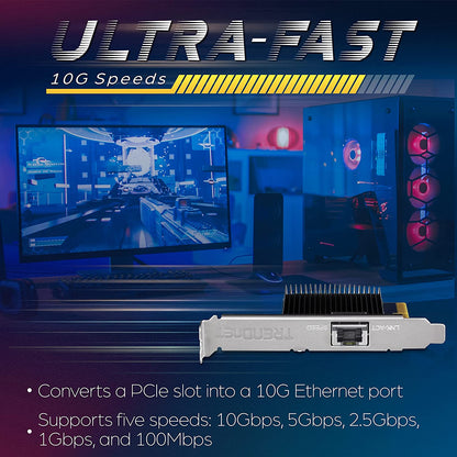 TRENDnet 10 Gigabit PCIe Network Adapter, Converts A PCIe Slot Into A 10G Ethernet Port, Supports 802.1Q Vlan, Includes Standard &amp; Low-Profile Brackets, PCIe 2.0, PCIe 3.0, Silver, TEG-10GECTX PCI Express 10G RJ-45