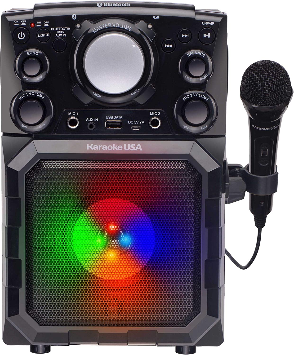 Karaoke USA Portable MP3 Karaoke Player with Bluetooth, PA, and Built-In Battery (GQ410) , Black
