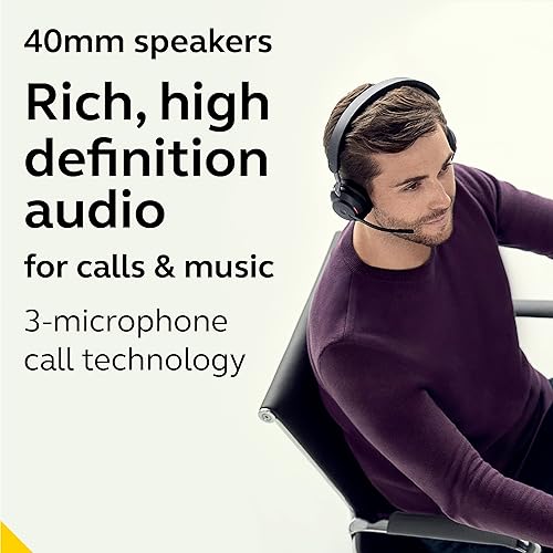 Jabra Evolve2 65 UC Wireless Headphones with Link380c, Stereo, Black – Wireless Bluetooth Headset for Calls and Music, 37 Hours of Battery Life, Passive Noise Cancelling Headphones, Stereo (USB-C) Unified Communications Stereo (USB-C)